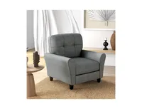 Modern Upholstered Accent Chair with Rubber Wood Legs-Grey