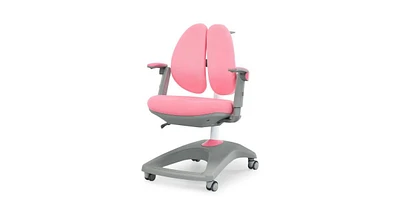 Kids Adjustable Height Depth Study Desk Chair with Sit-Brake Casters-Pink