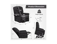 Recliner Chair Sofa for Elderly with Side Pocket and Remote Control-Black