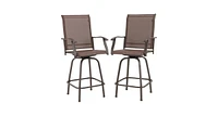 2 Pieces 360 Rotating Bar Stool Set with Armrests for Patio