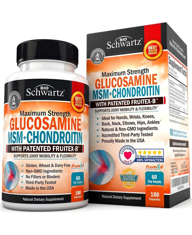 BioSchwartz Glucosamine Chondroitin Msm 2110mg - Joint Support Supplement with Turmeric Curcumin- Made in Usa