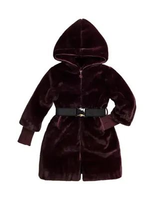 Imoga Collection Little Girls Georgia FW23 Burgundy Faux Fur Coat