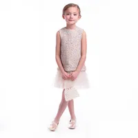 Imoga Collection Big Girls Nova FW23 Confetti Novelty Jacquard, Tweed, Pleated Mesh Dress