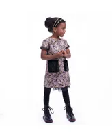 Imoga Collection Little Girls Tanner FW23 Bouquet Novelty Jacquard And Faux Fur Pocket Dress