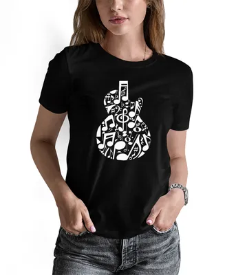 La Pop Art Women's Music Notes Guitar Word Short Sleeve T-shirt