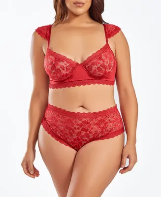 iCollections Plus 2 Piece Lace Bralette and Panty Lingerie Set