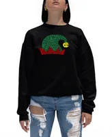 La Pop Art Women's Christmas Elf Hat Word Crewneck Sweatshirt