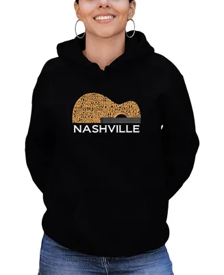 La Pop Art Women's Nashville Guitar Word Hooded Sweatshirt