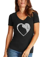 La Pop Art Women's Dog Heart Word V-neck T-shirt