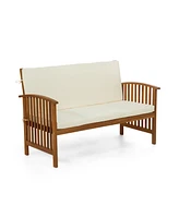 Furniture of America 4 Piece Acacia Patio Conversation Set with Removable Cushions
