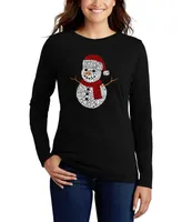 La Pop Art Women's Christmas Snowman Word Long Sleeve T-shirt