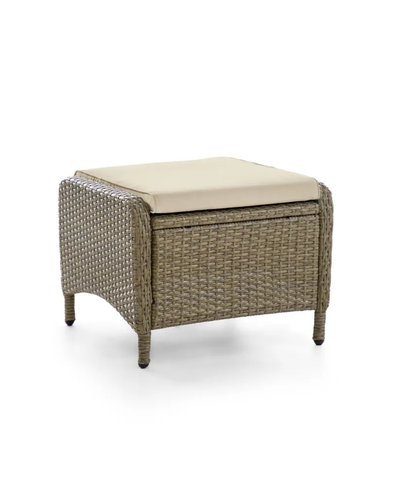 Furniture of America 2 Piece Outdoor Resin Wicker Ottomans with Cushions