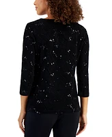 Jm Collection Women's Textured Sequined Top, Created for Macy's