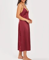 iCollection Women's Silky Open Back Nightgown with Lace Trims