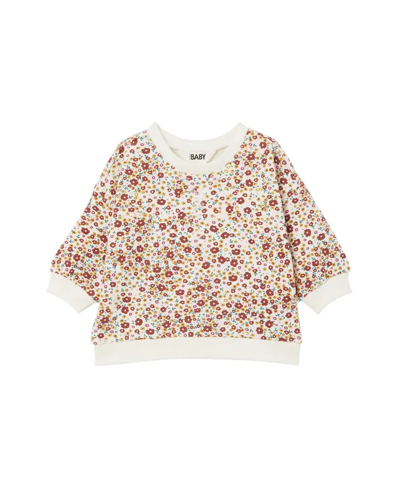 Cotton On Baby Girls Floral Alma Drop Shoulder Sweatshirt