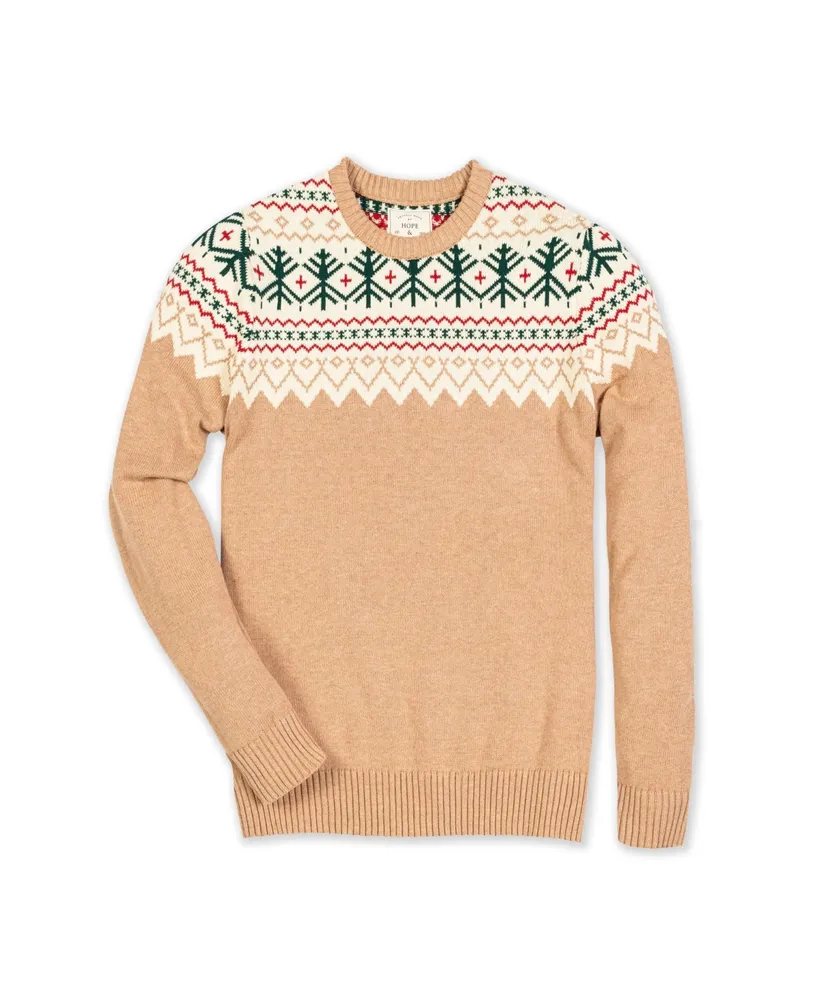 Hope & Henry Men's Organic Crew Neck Fair Isle Sweater