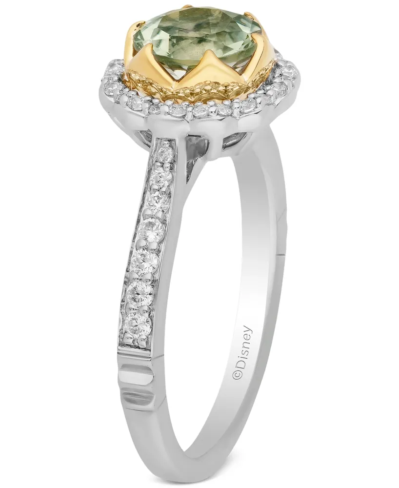 Enchanted Disney Fine Jewelry Green Amethyst (1-1/2 ct. t.w.) & Diamond (1/3 ct. t.w.) Tiana Ring in 14k Two-Tone Gold