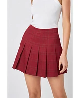 English Factory Women's Pleated Check Skort