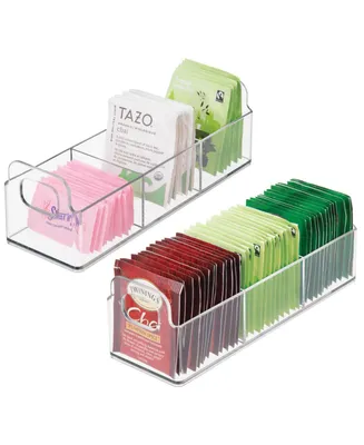 mDesign Plastic Condiment Organizer/Tea Bag Holder - 9" Long, 2 Pack, Clear