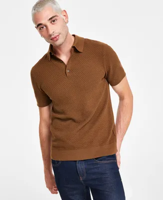 A|X Armani Exchange Men's Textured Basketweave-Knit Polo Shirt, Created for Macy's