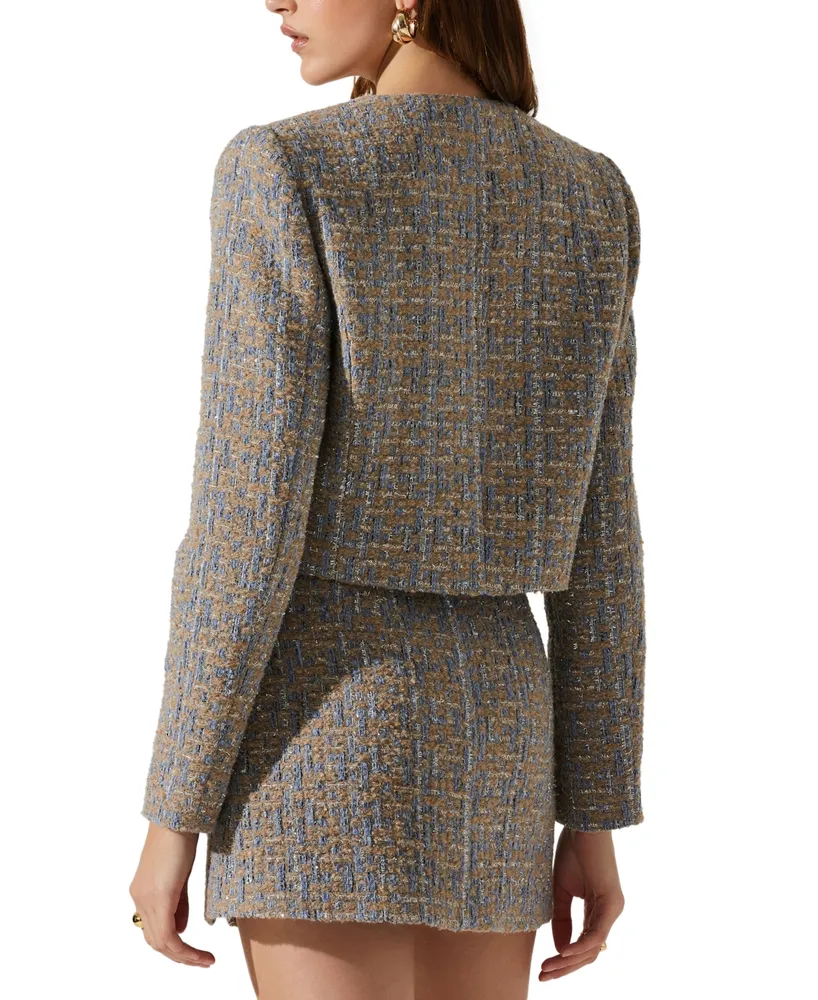 Astr the Label Women's Lyssa Cropped Tweed Blazer