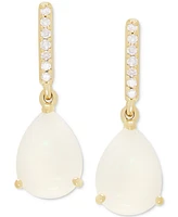 Opal (2-1/2 ct. t.w.) & Diamond (1/20 ct. t.w.) Drop Earrings in 14k Gold