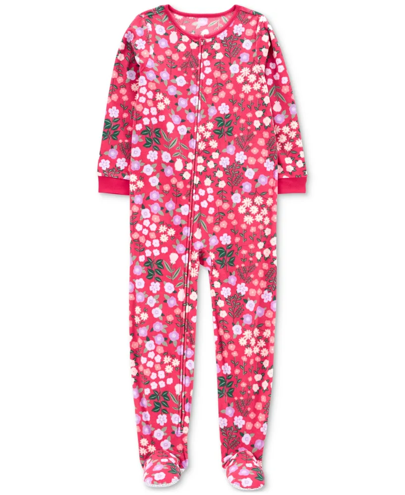 Carter's Big Girls One-Piece Floral-Print Fleece Footed Pajamas