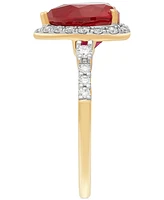 Grown With Love Lab Grown Ruby (5-1/3 ct. t.w.) & Lab Grown Diamond (1/3 ct. t.w.) Heart Halo Ring in 14k Gold