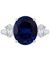 Grown With Love Lab Grown Sapphire (5-5/8 ct. t.w.) & Lab Grown Diamond (3/8 ct. t.w.) Ring in 14k White Gold (Also available in Emerald & Ruby)