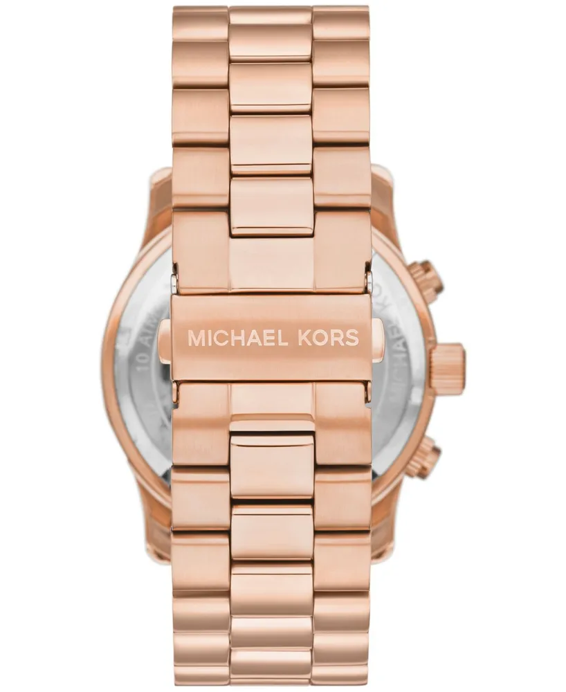 Michael Kors Men's Runway Quartz Chronograph Rose Gold-Tone Stainless Steel Watch 45mm - Rose Gold
