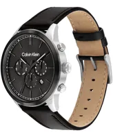 Calvin Klein Men's Multi-Function Leather Strap Watch 44mm