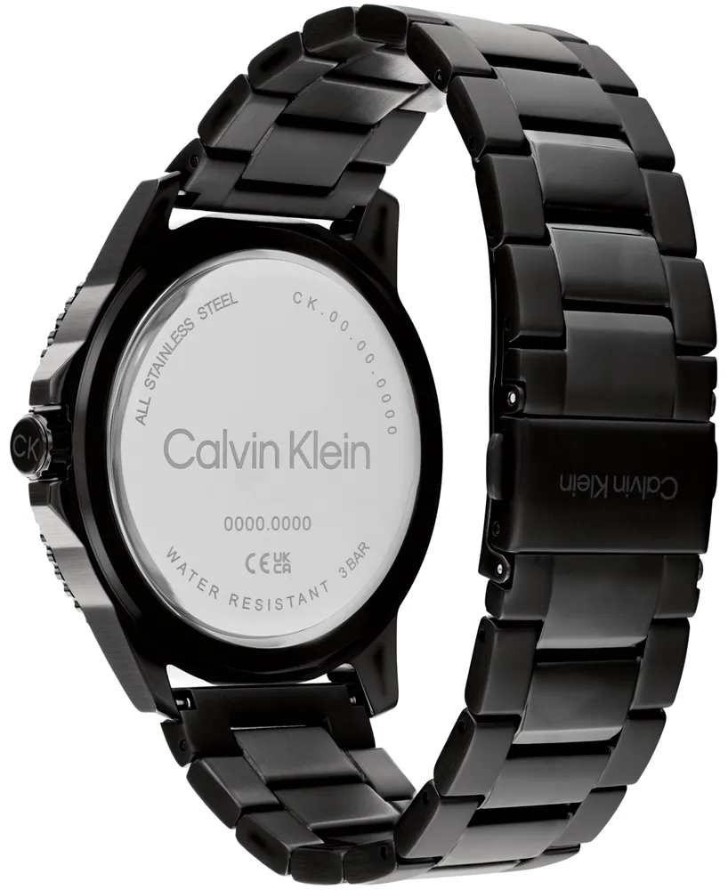 Calvin Klein Men's Three Hand Black Stainless Steel Bracelet Watch 44mm
