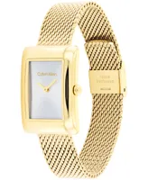 Calvin Klein Women's Two Hand Gold-Tone Stainless Steel Mesh Bracelet Watch 22.5mm