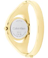 Calvin Klein Women's Two Hand Gold-Tone Stainless Steel Bangle Bracelet Watch 30mm