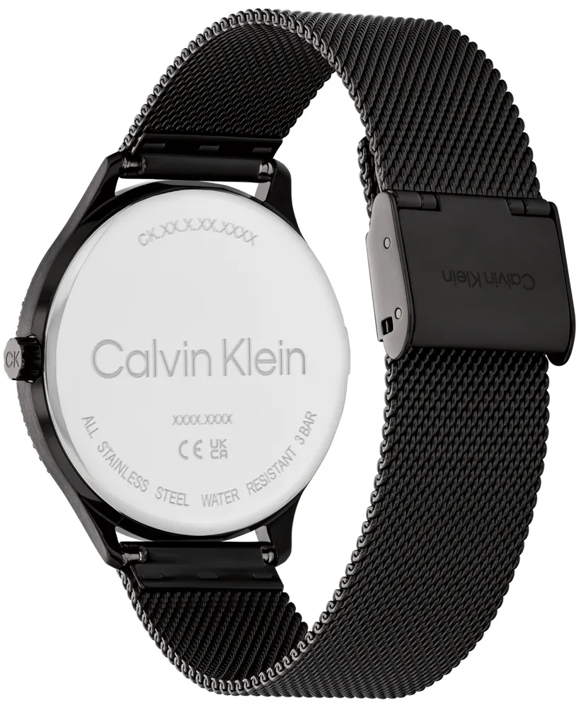 Calvin Klein Women's Multi-Function Black Stainless Steel Mesh Bracelet Watch 38mm
