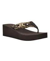 Guess Women's Ediva Wedges with Hardware and Heritage Logo Fabric Sandals