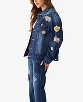 True Religion Women's Oversized Jimmy Jacket with Patches