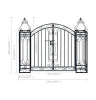 vidaXL Ornamental Garden Gate Wrought Iron 48"x8.1"x39.4"