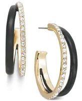 On 34th Gold-Tone Medium Pave & Color Split C-Hoop Earrings, 1.3", Created for Macy's