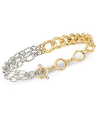 On 34th Two-Tone Mixed Link Asymmetrical Bracelet, Created for Macy's