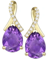 Amethyst (1-7/8 ct. t.w.) & Lab-Grown White Sapphire (1/10 Pear Swirl Stud Earrings 14k Gold