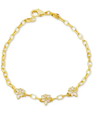 Adornia 14k Gold-Plated Mother-of-Pearl Flower Link Bracelet