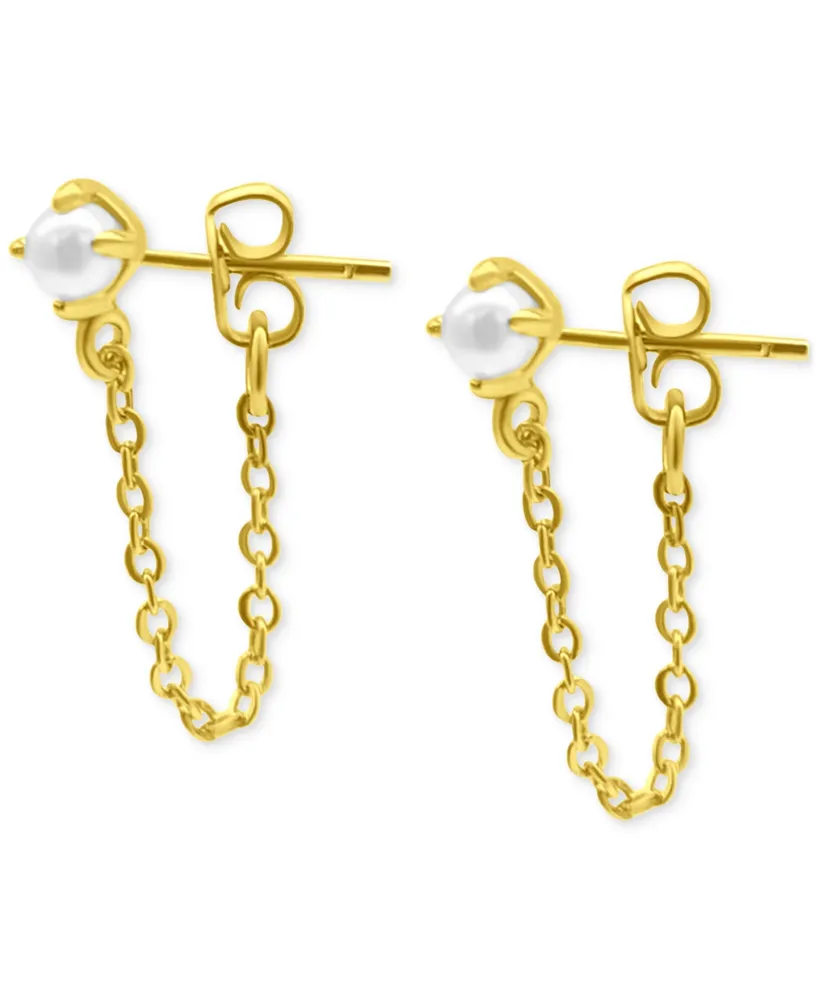 Adornia 14k Gold-Plated Chain & Freshwater Pearl Front-to-Back Earrings