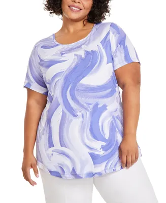 Jm Collection Plus Size Eva Expression Scoop-Neck Top, Created for Macy's
