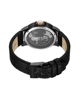 Kenneth Cole New York Men's Automatic Black Genuine Leather Watch 44mm