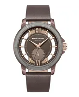 Kenneth Cole New York Men's Transparency Brown Genuine Leather Watch 44mm