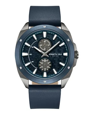Kenneth Cole New York Men's Dress Sport Blue Dark Genuine Leather Watch 43mm