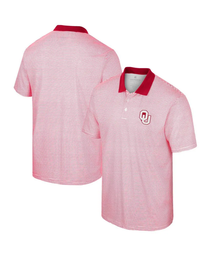 Men's Colosseum White Oklahoma Sooners Print Stripe Polo Shirt