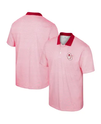 Men's Colosseum White Oklahoma Sooners Print Stripe Polo Shirt