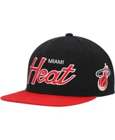 Men's Mitchell & Ness Black Miami Heat Hardwood Classics Mvp Team Script 2.0 Snapback Hat